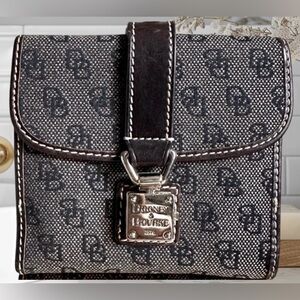 Dooney & Bourke monogram canvas chocolate brown wallet HARD TO FIND EUC